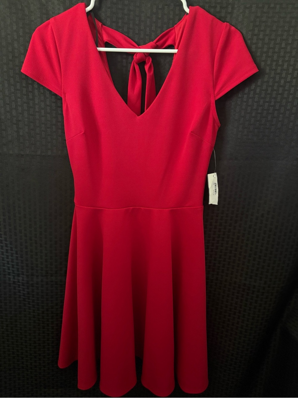 B Darlin Red V-Neck Tie-Back Fit-and-Flare Mini Dress